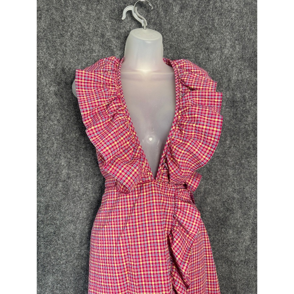 Misa Anthropologie La Stella‎ Dress Women S Red Gingham Wrap Maxi Boho Festival - Picture 9 of 13